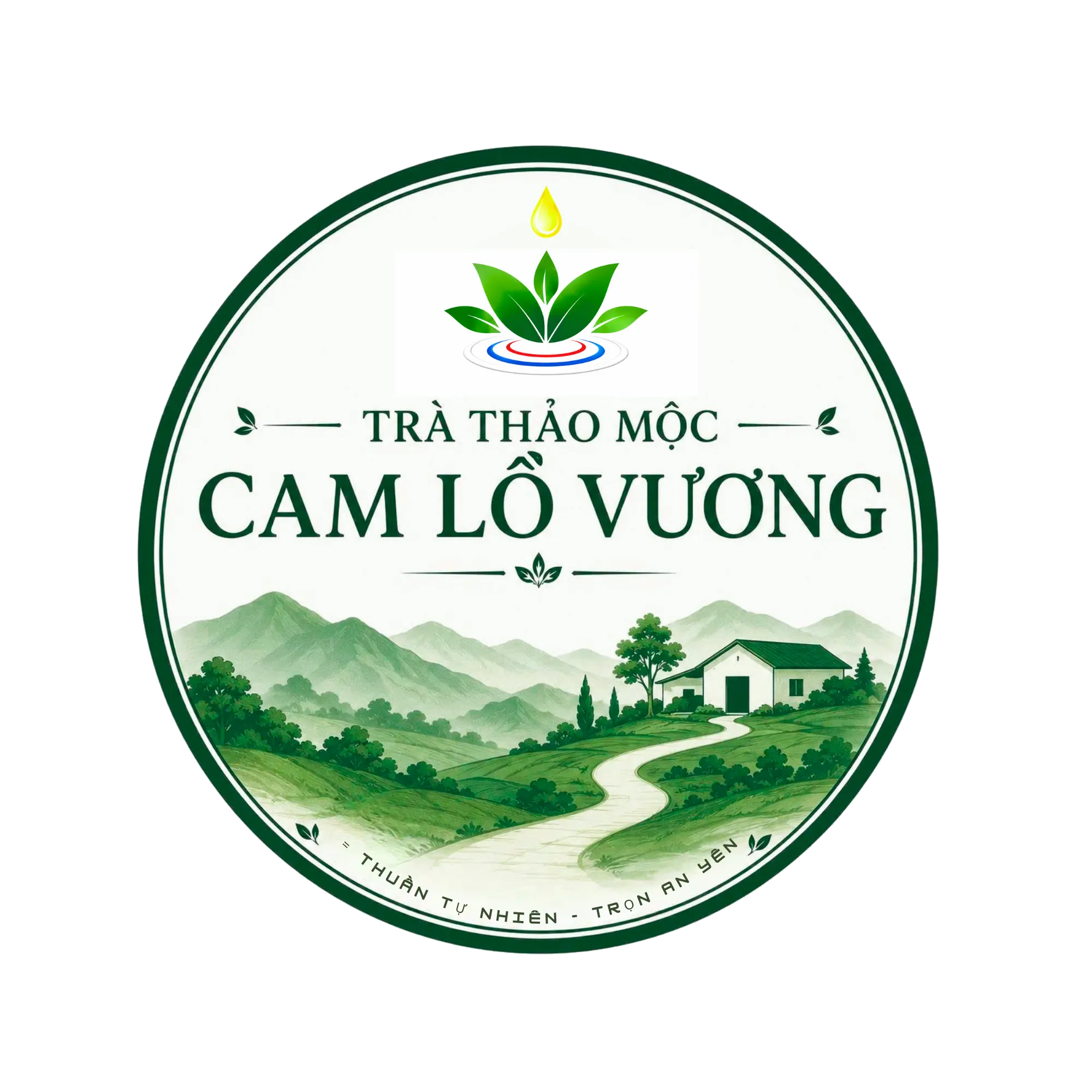 Nhãn sản phẩm Trà thảo mộc Cam Lồ Vương